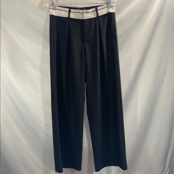 Sans Souci Pants - Sans Souci Elegant Black Flare Pants with a White Trim